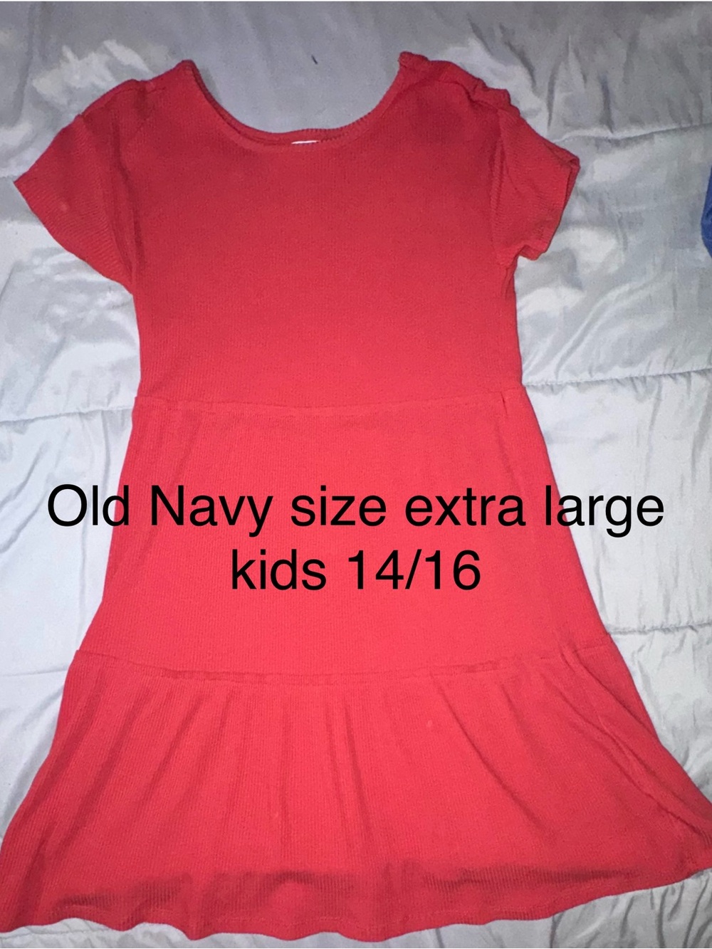 Old Navy Coral Short-Sleeve Tiered Knit Dress